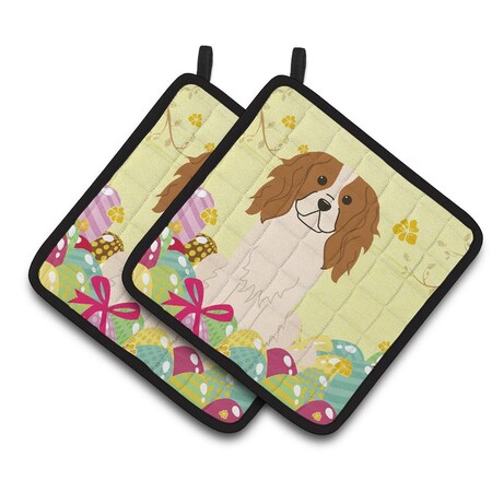 Carolines Treasures Easter Eggs Cavalier Spaniel Pair of Pot Holders BB6058PTHD